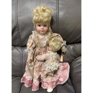 Westminister Nicole & Mom Porcelain Doll Set, Blonde Hair,  Collectible Figurine